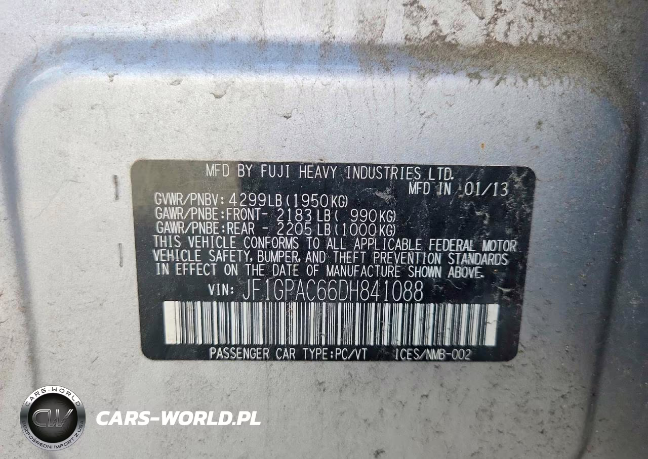 2013 Subaru Impreza Premium VIN:JF1GPAC66DH841088 - 12
