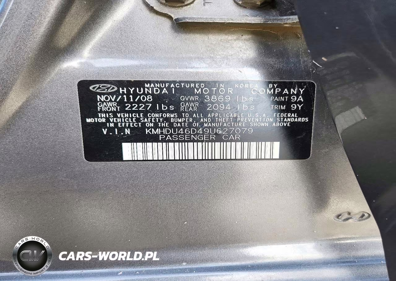 2009 Hyundai Elantra Gls VIN:KMHDU46D49U627079 - 12