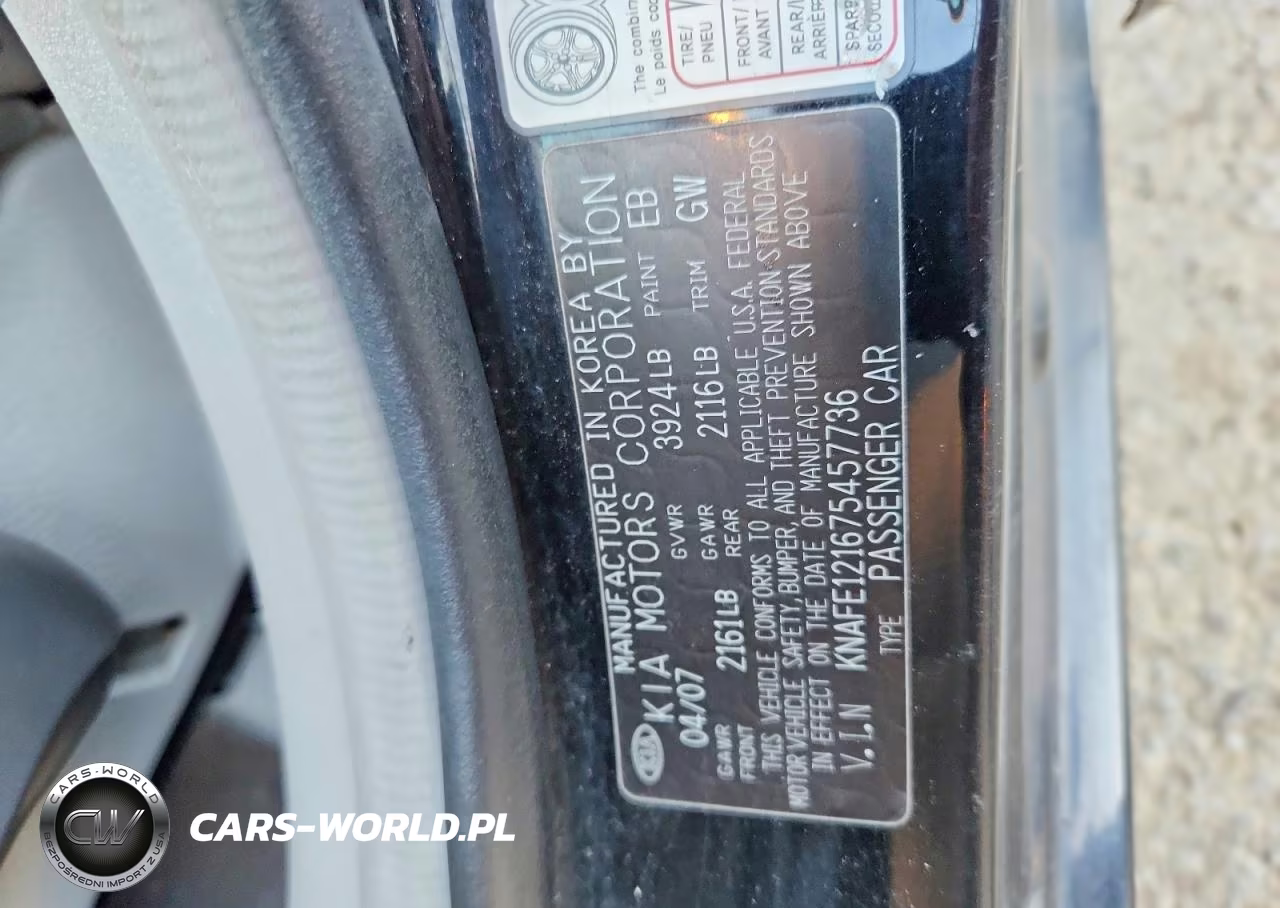2007 Kia Spectra 5 Automatic VIN:KNAFE121675457736 - 12