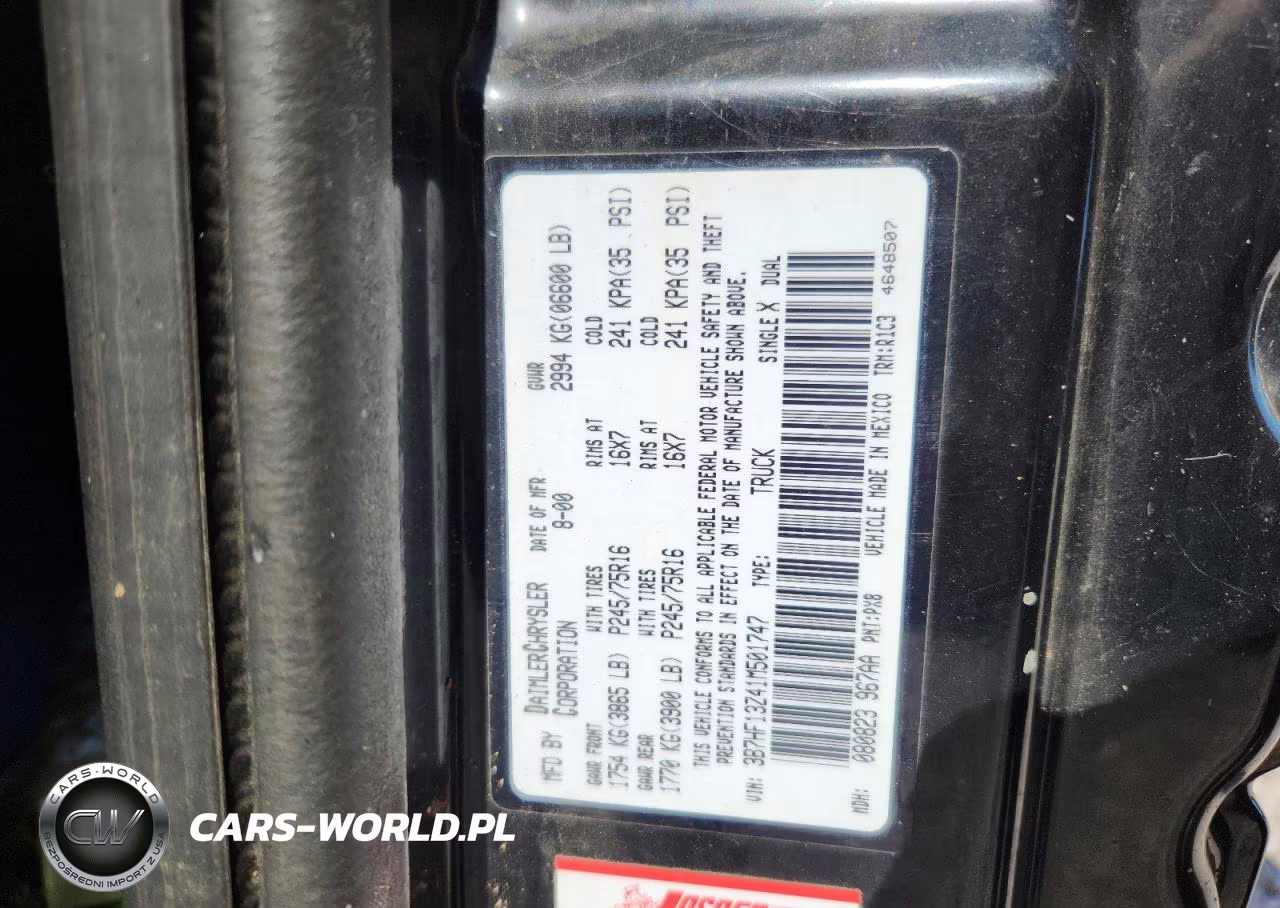 2001 Dodge Ram 1500 VIN:3B7HF13Z41M501747 - 12