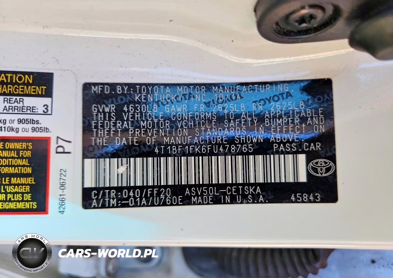 2015 Toyota Camry Se VIN:4T1BF1FK6FU478765 - 12