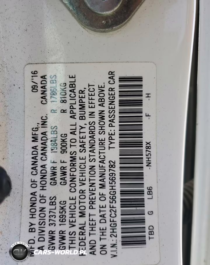 2016 Honda Civic Lx VIN:2HGFC2F56GH569782 - 12