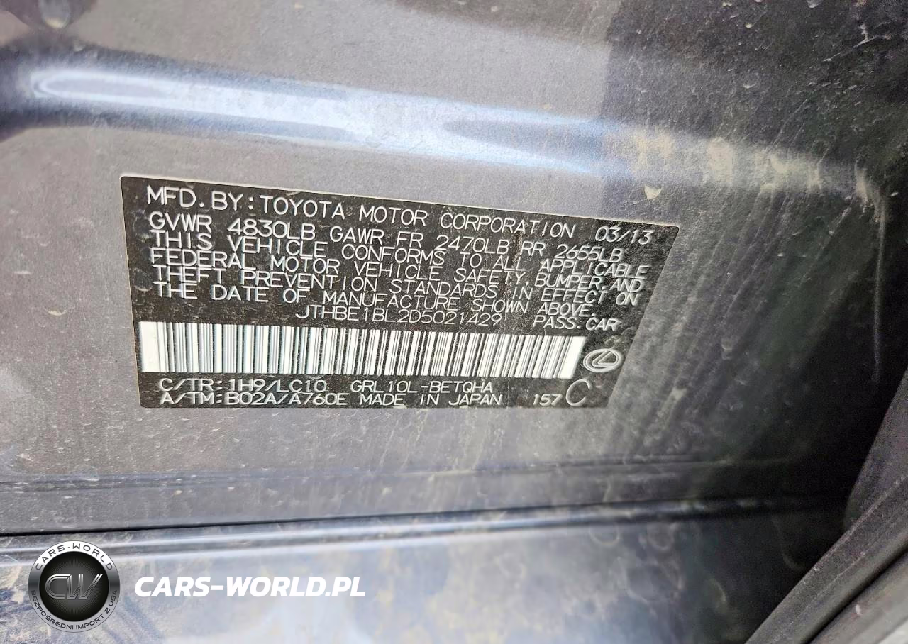 2013 Lexus Gs 350 VIN:JTHBE1BL2D5021429 - 12