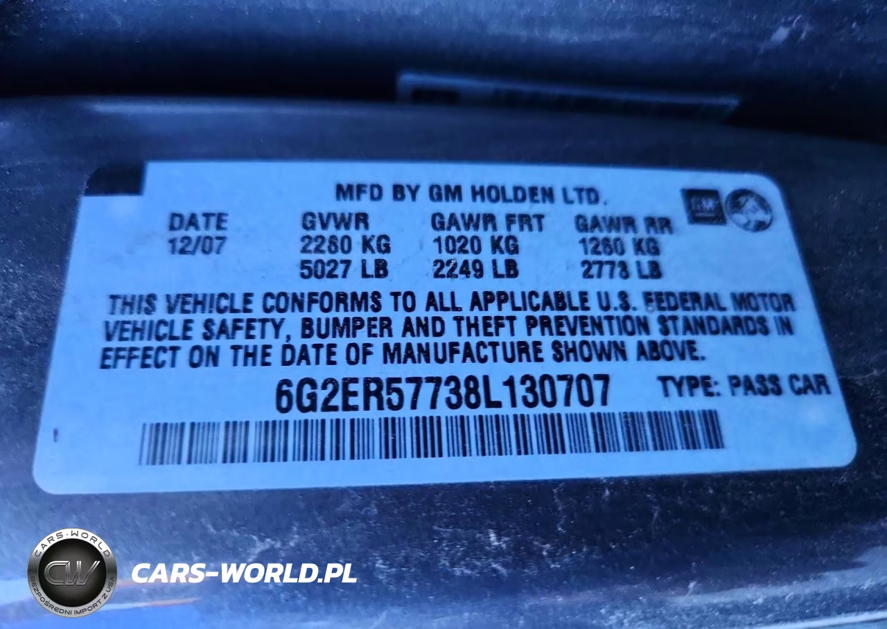 2008 Pontiac G8 VIN:6G2ER57738L130707 - 12