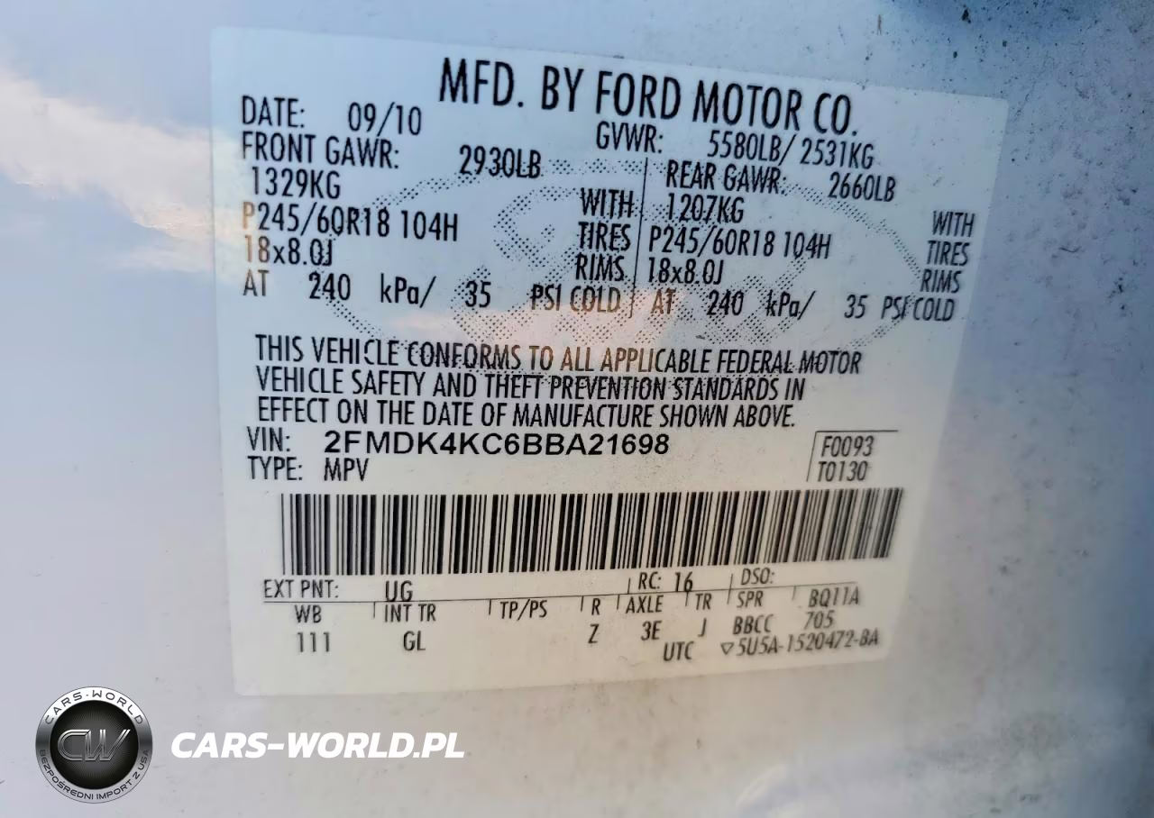 2011 Ford Edge Limited VIN:2FMDK4KC6BBA21698 - 13