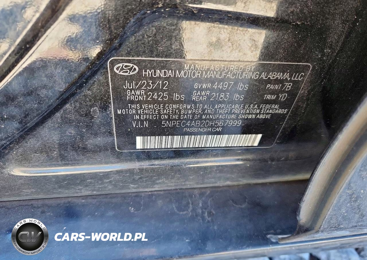 2013 Hyundai Sonata Limited 2.0T VIN:5NPEC4AB2DH567999 - 12