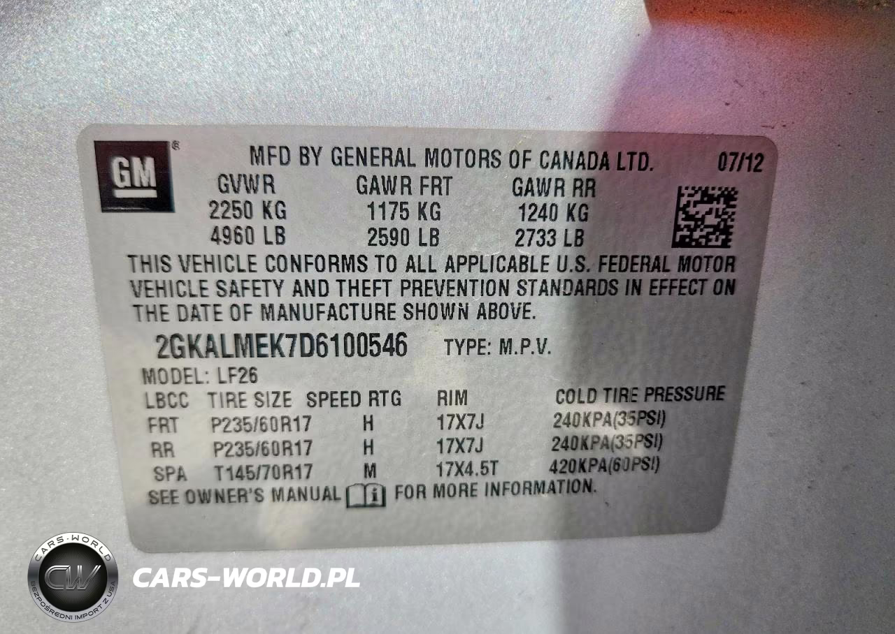 2013 GMC Terrain Sle VIN:2GKALMEK7D6100546 - 13