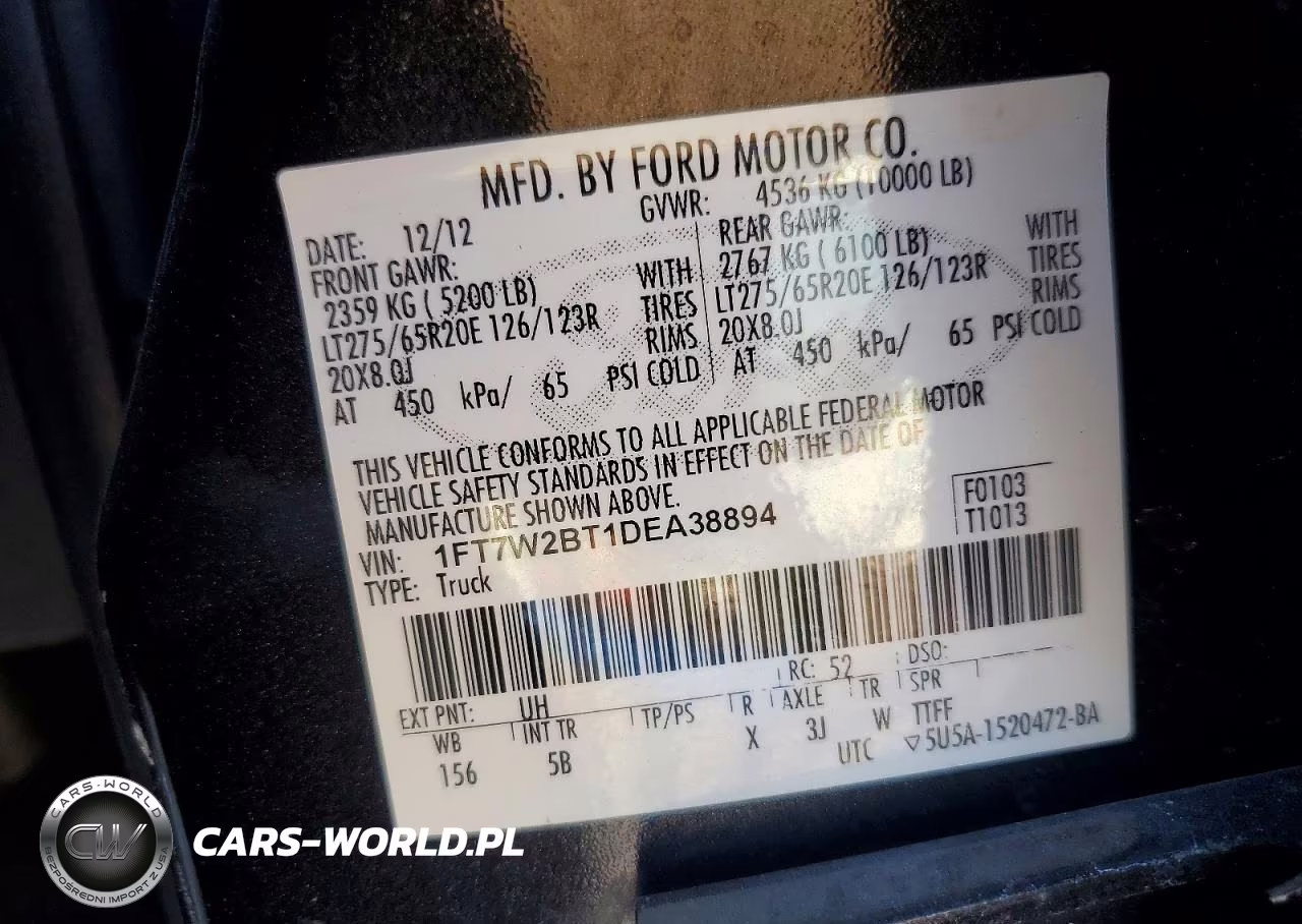2013 Ford F250 Super Duty VIN:1FT7W2BT1DEA38894 - 12