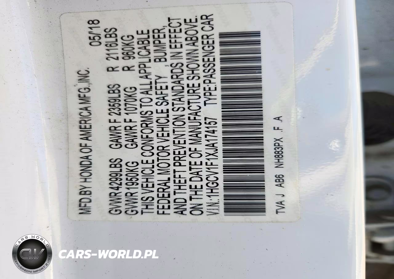 2018 Honda Accord Lx VIN:1HGCV1F1XJA174157 - 13