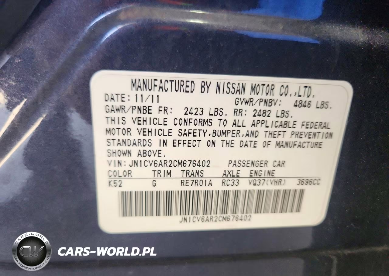 2012 Infiniti G37 Sedan X VIN:JN1CV6AR2CM676402 - 12