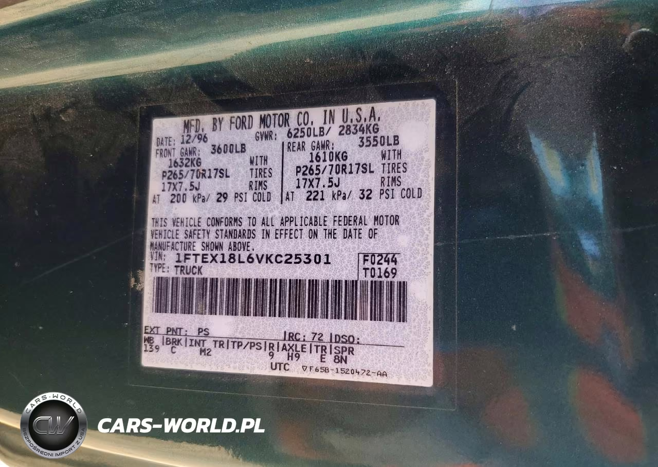 1997 Ford F150 VIN:1FTEX18L6VKC25301 - 12