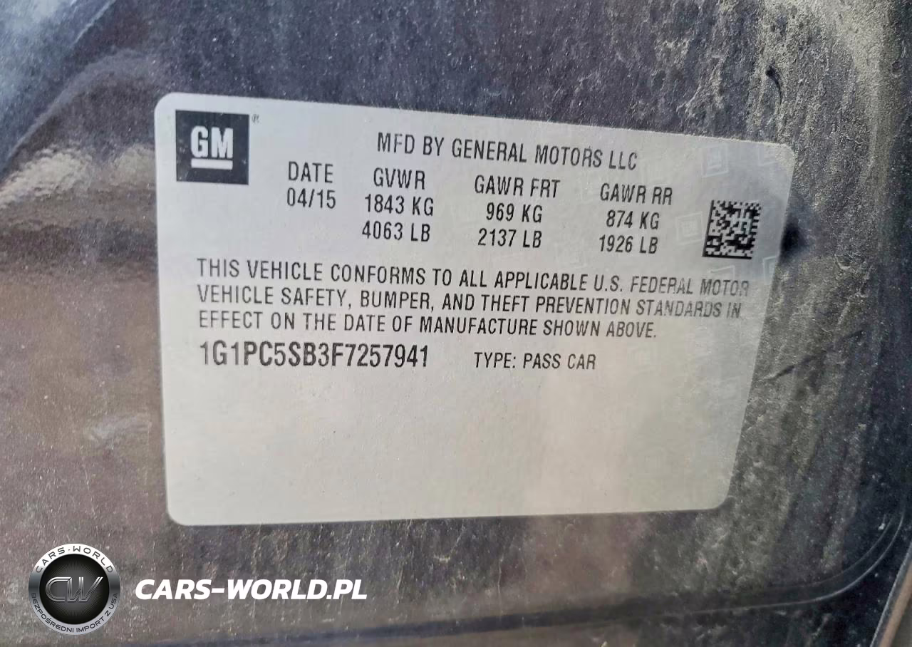 2015 Chevrolet Cruze Lt VIN:1G1PC5SB3F7257941 - 12