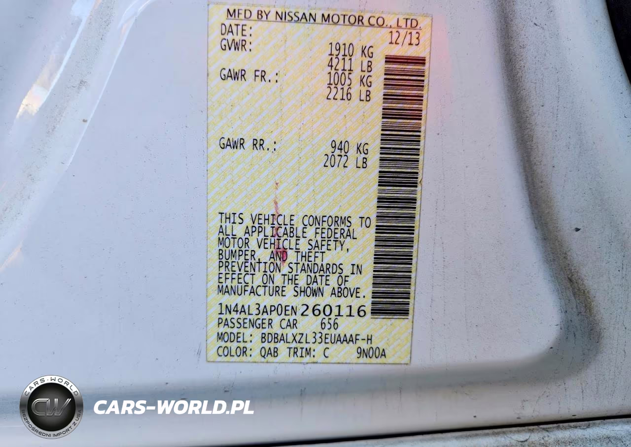 2014 Nissan Altima 2.5 Sl VIN:1N4AL3AP0EN260116 - 12