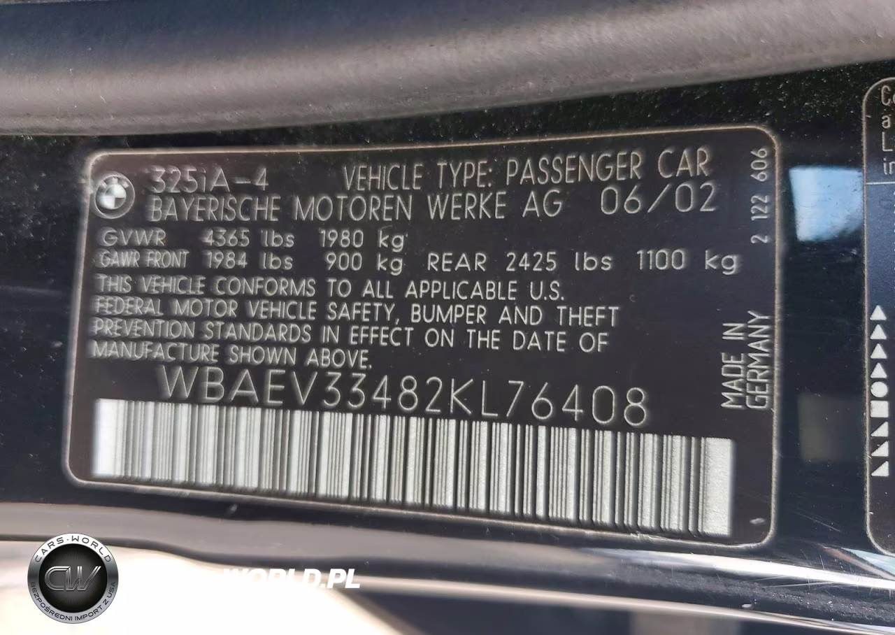2002 BMW 325 I VIN:WBAEV33482KL76408 - 13