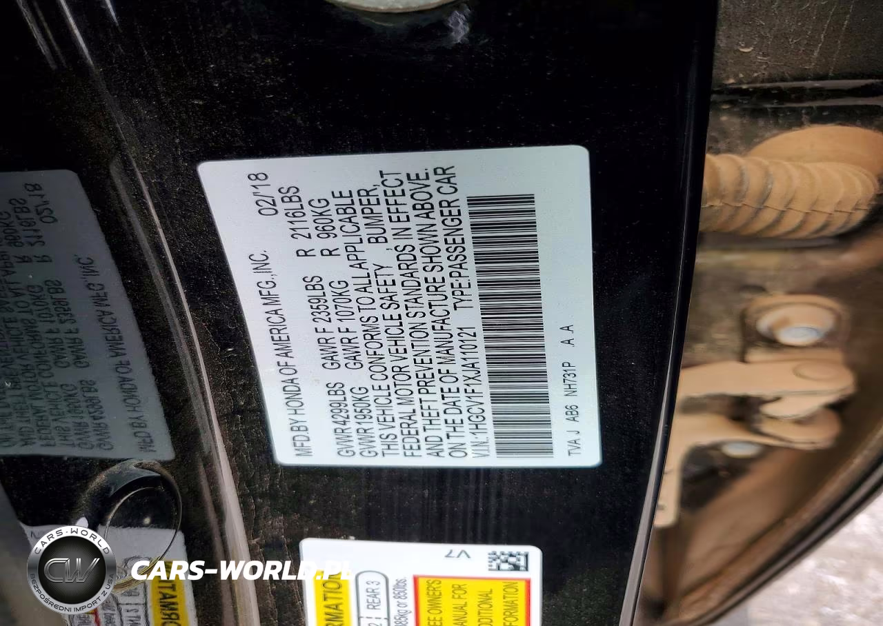 2018 Honda Accord Lx VIN:1HGCV1F1XJA110121 - 12