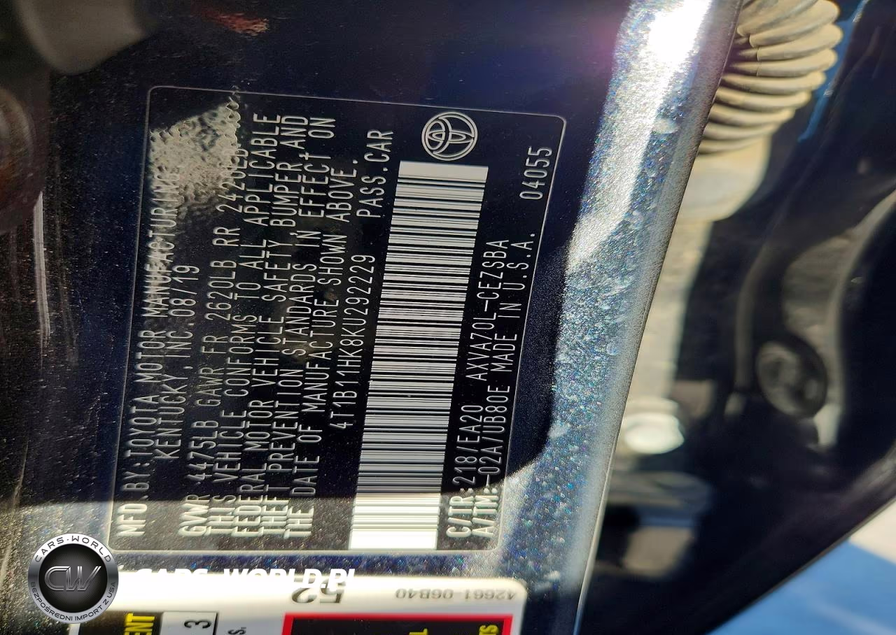 2019 Toyota Camry Se VIN:4T1B11HK8KU292229 - 13