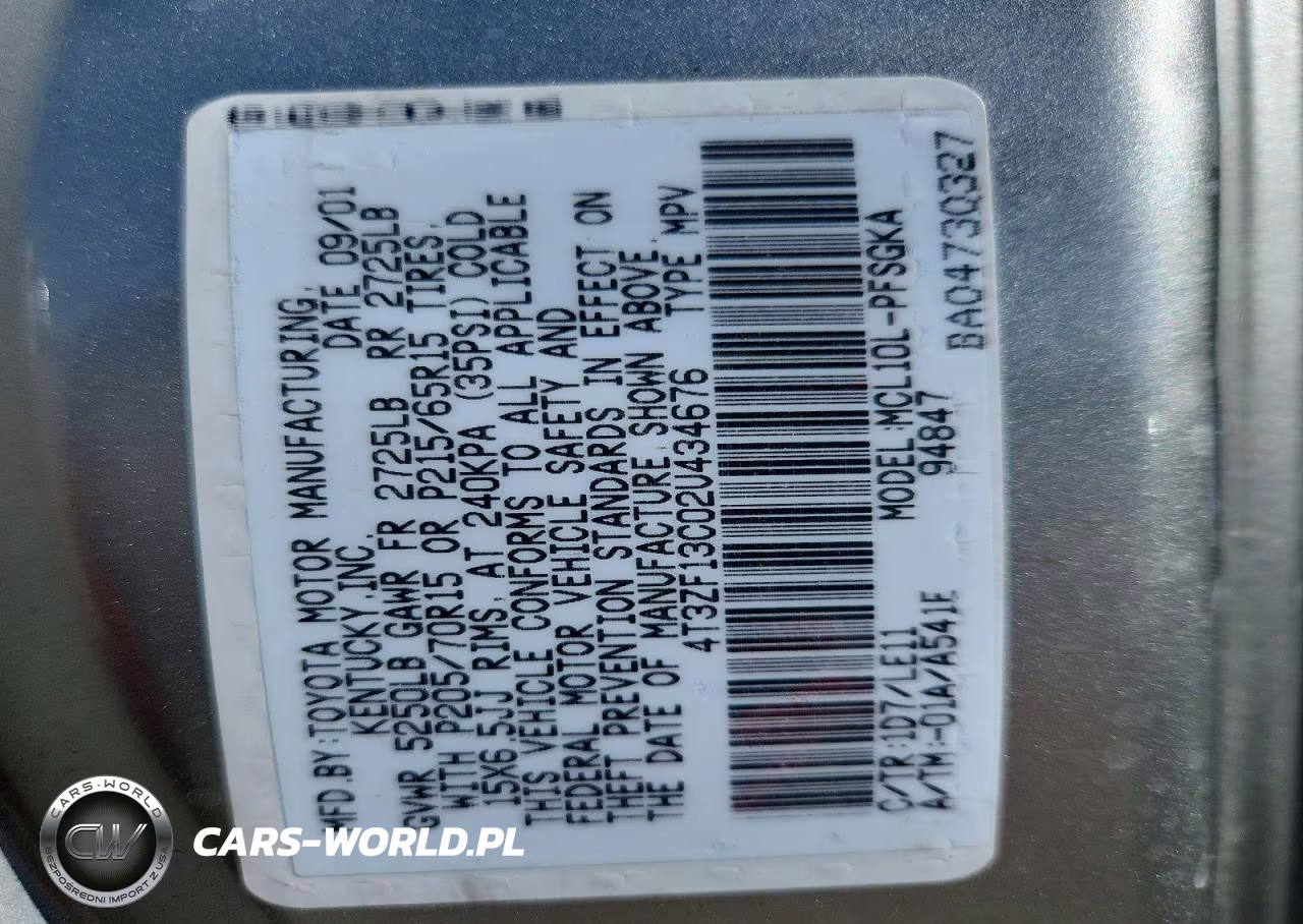 2002 Toyota Sienna Xle VIN:4T3ZF13C02U434676 - 13