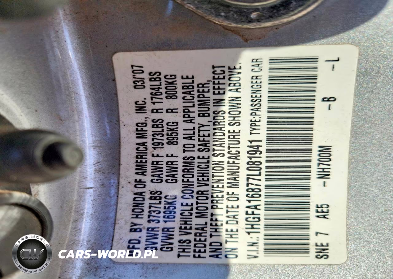2007 Honda Civic Ex VIN:1HGFA16877L081941 - 13
