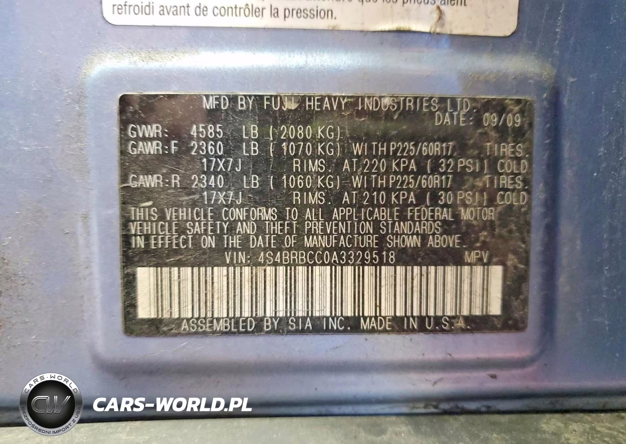 2010 Subaru Outback 2.5I Premium VIN:4S4BRBCC0A3329518 - 12