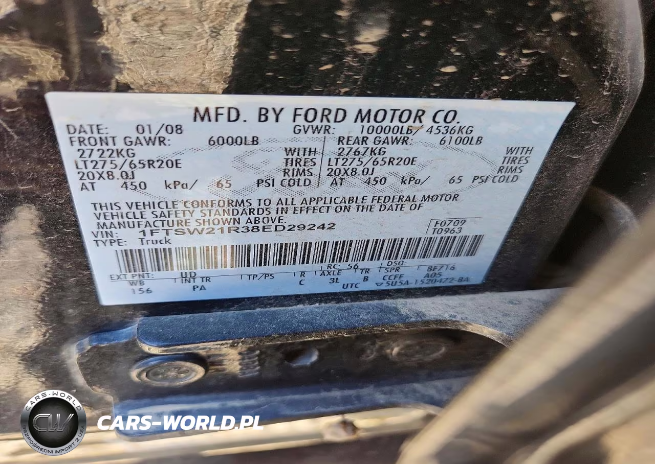 2008 Ford F250 Super Duty VIN:1FTSW21R38ED29242 - 12