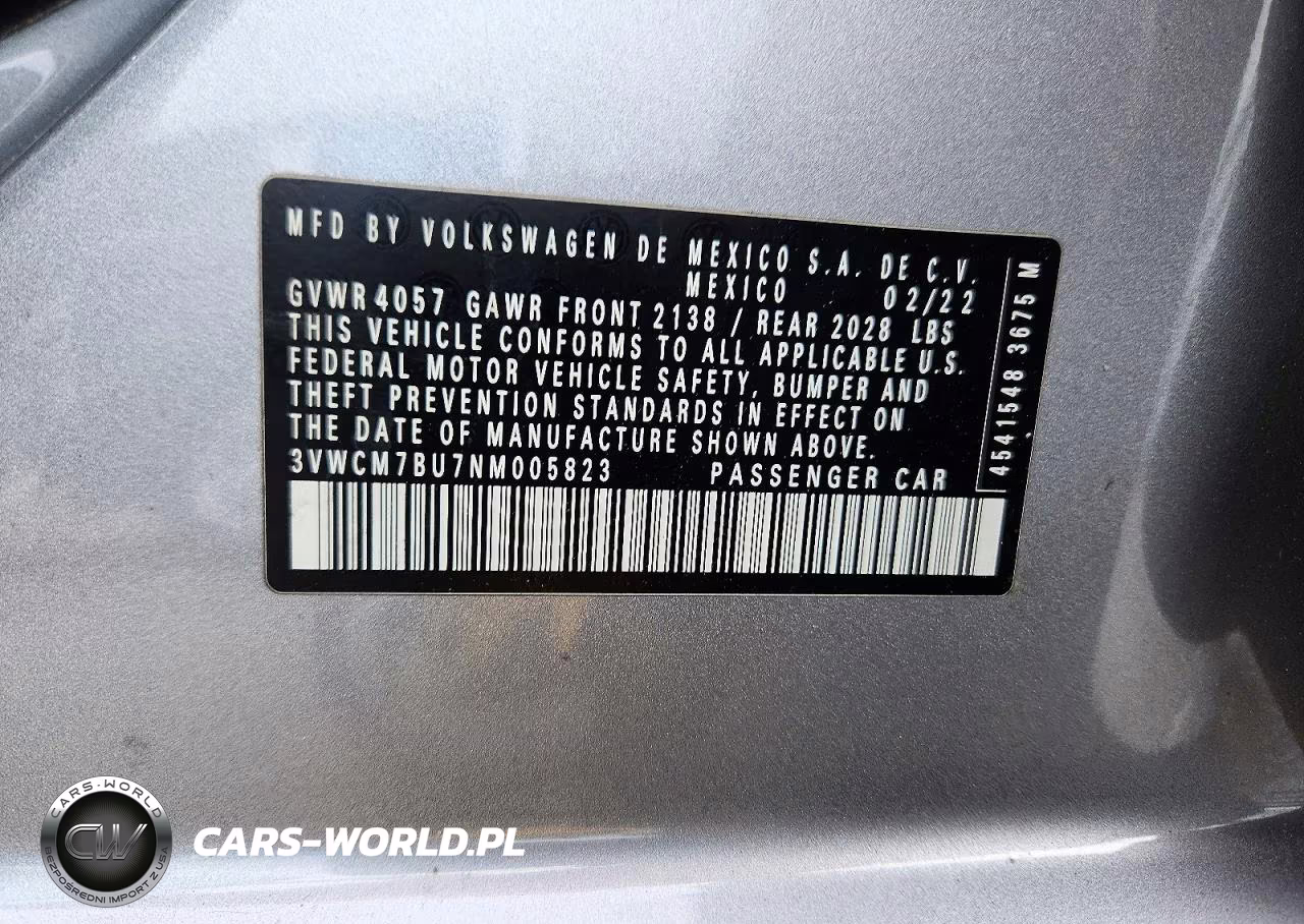 2022 Volkswagen Jetta S VIN:3VWCM7BU7NM005823 - 12