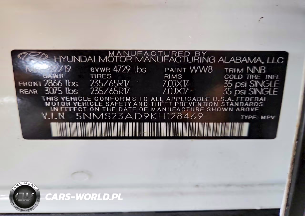 2019 Hyundai Santa Fe Se VIN:5NMS23AD9KH128469 - 13