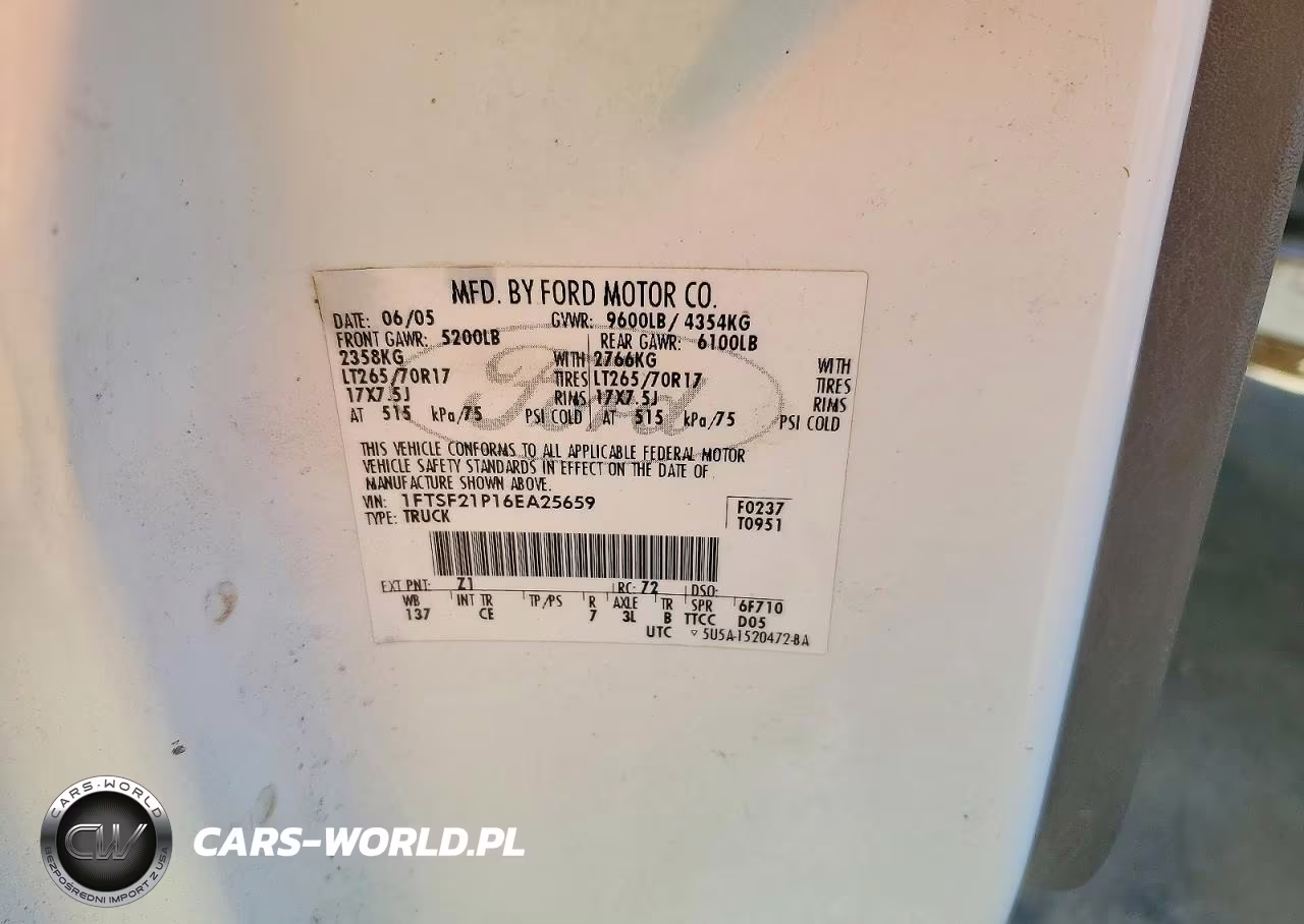2006 Ford F250 Super Duty VIN:1FTSF21P16EA25659 - 12
