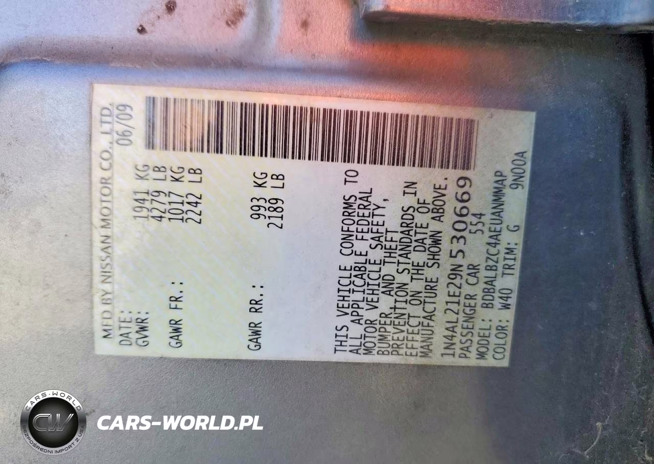 2009 Nissan Altima 2.5 VIN:1N4AL21E29N530669 - 12