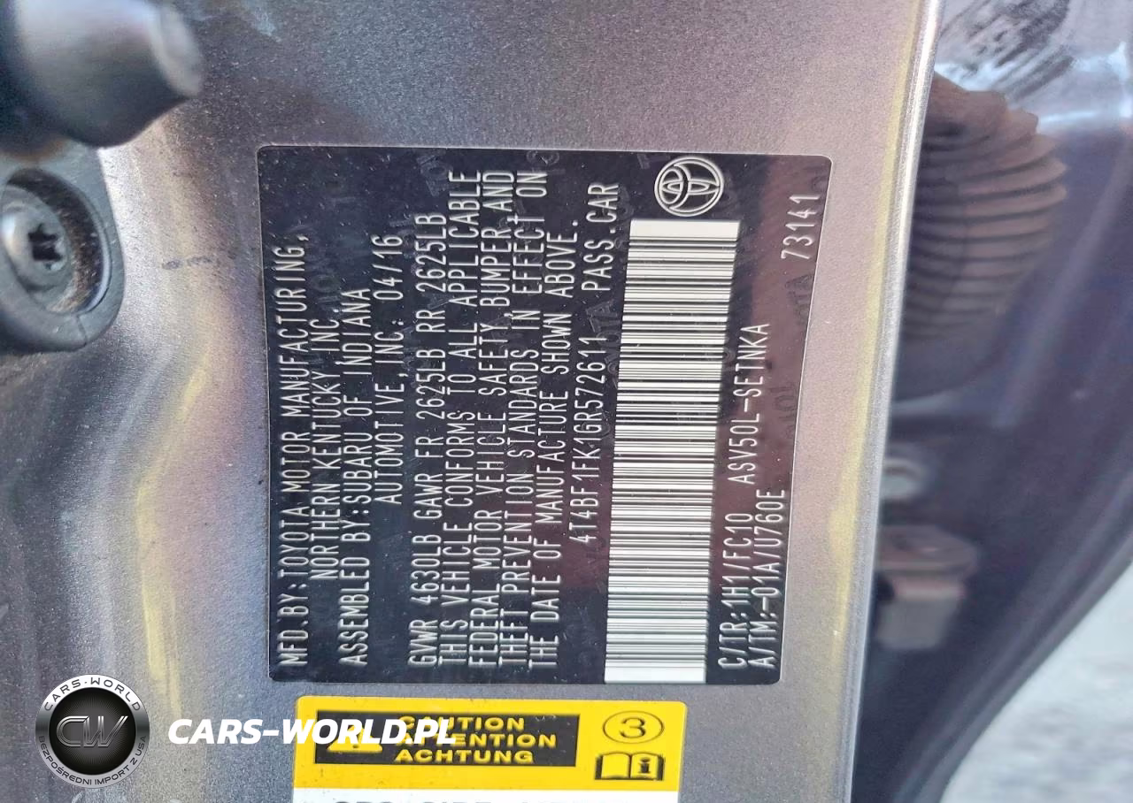 2016 Toyota Camry Le VIN:4T4BF1FK1GR572611 - 12