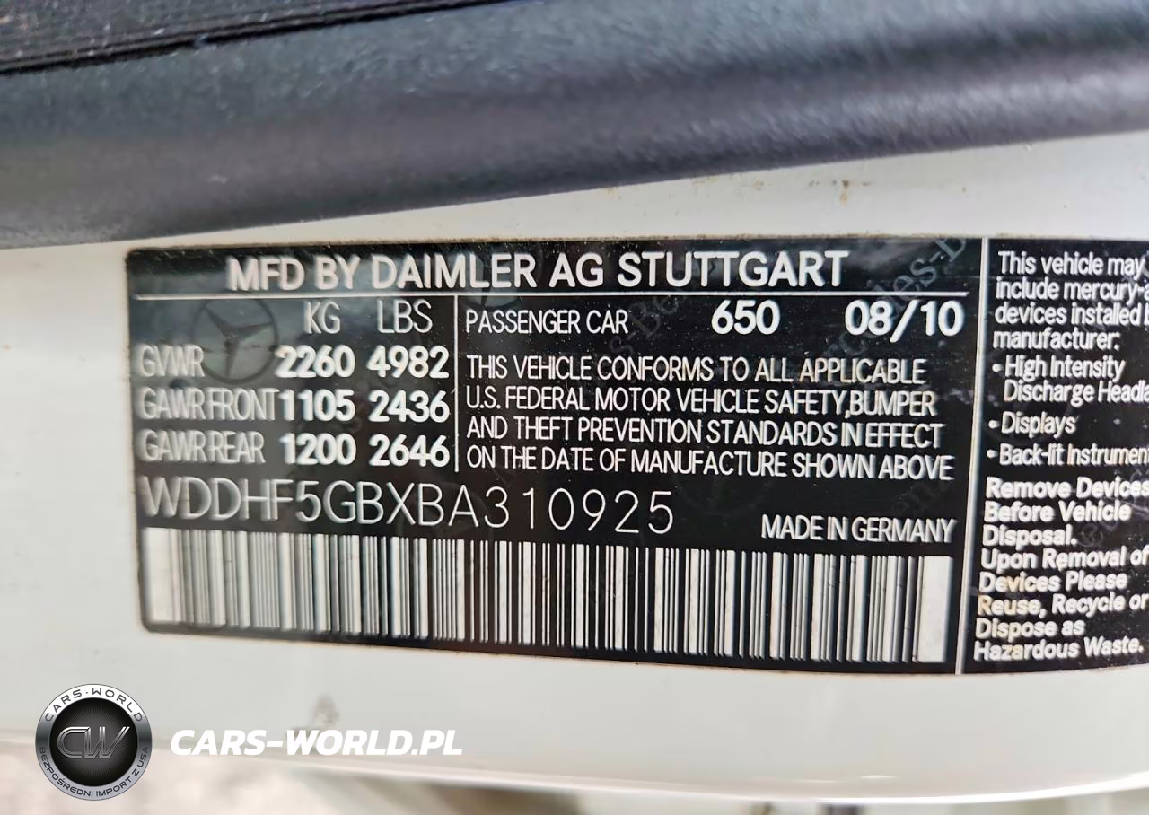 2011 Mercedes-Benz E 350 VIN:WDDHF5GBXBA310925 - 12