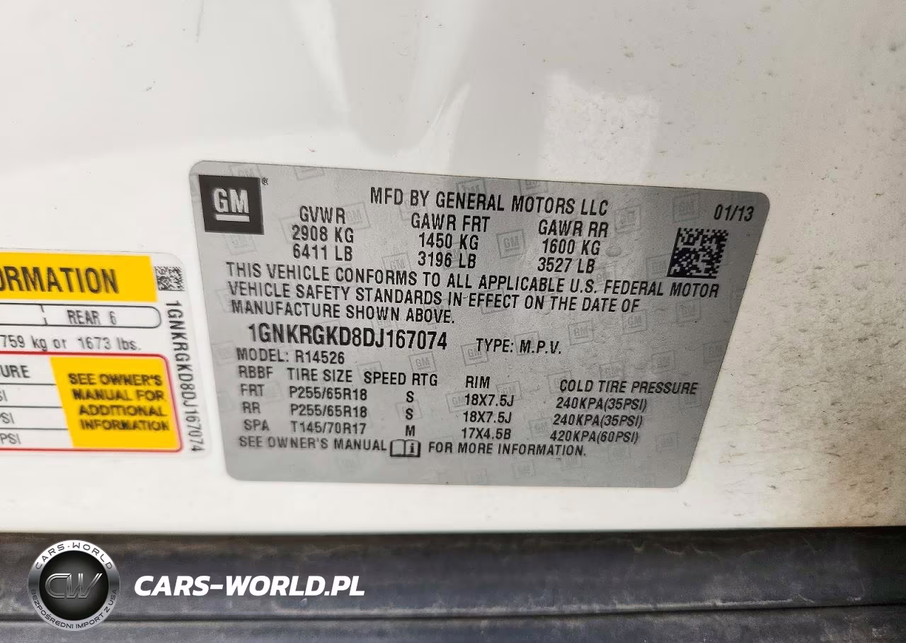 2013 Chevrolet Traverse Lt VIN:1GNKRGKD8DJ167074 - 13