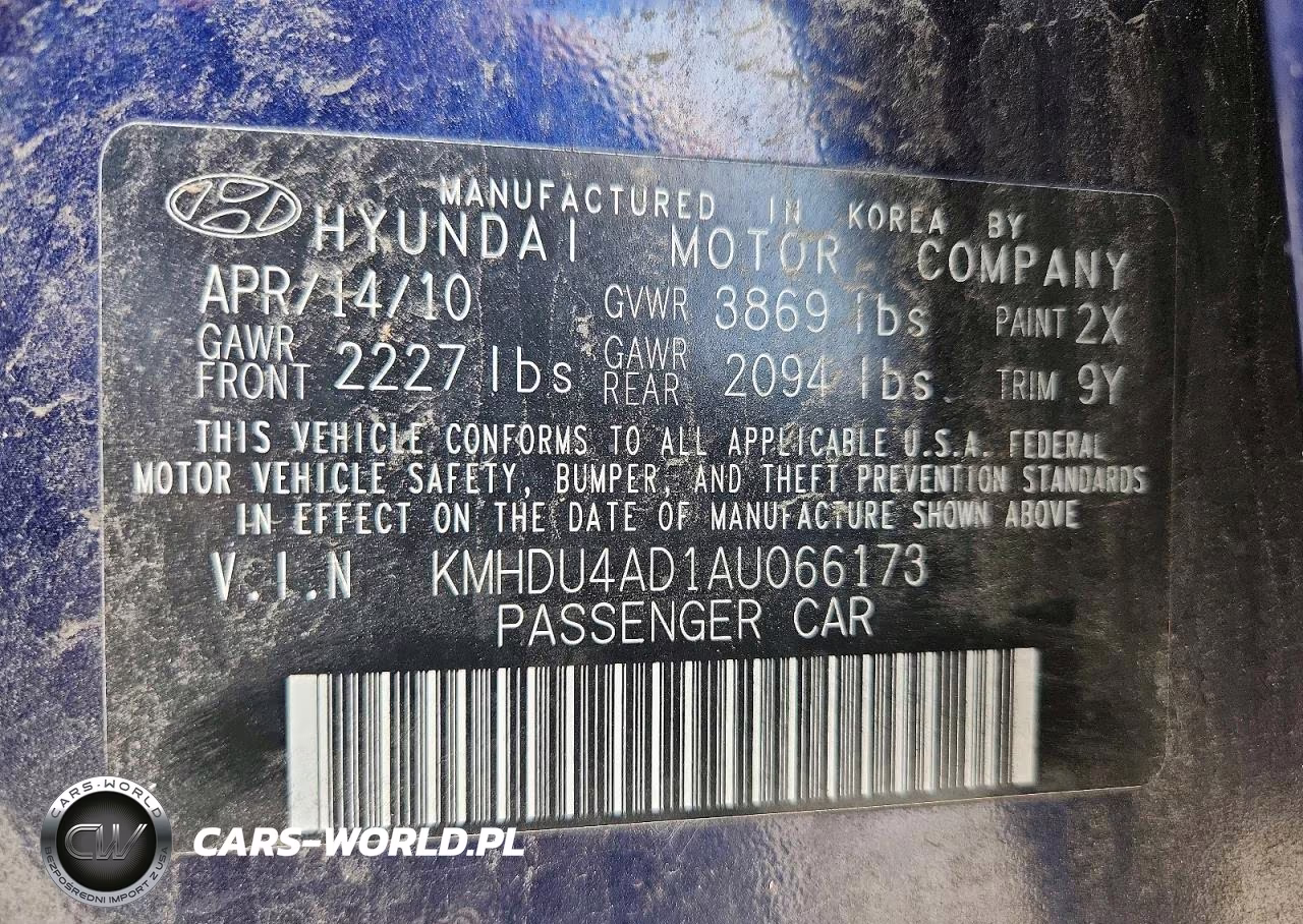 2010 Hyundai Elantra Gls VIN:KMHDU4AD1AU066173 - 12