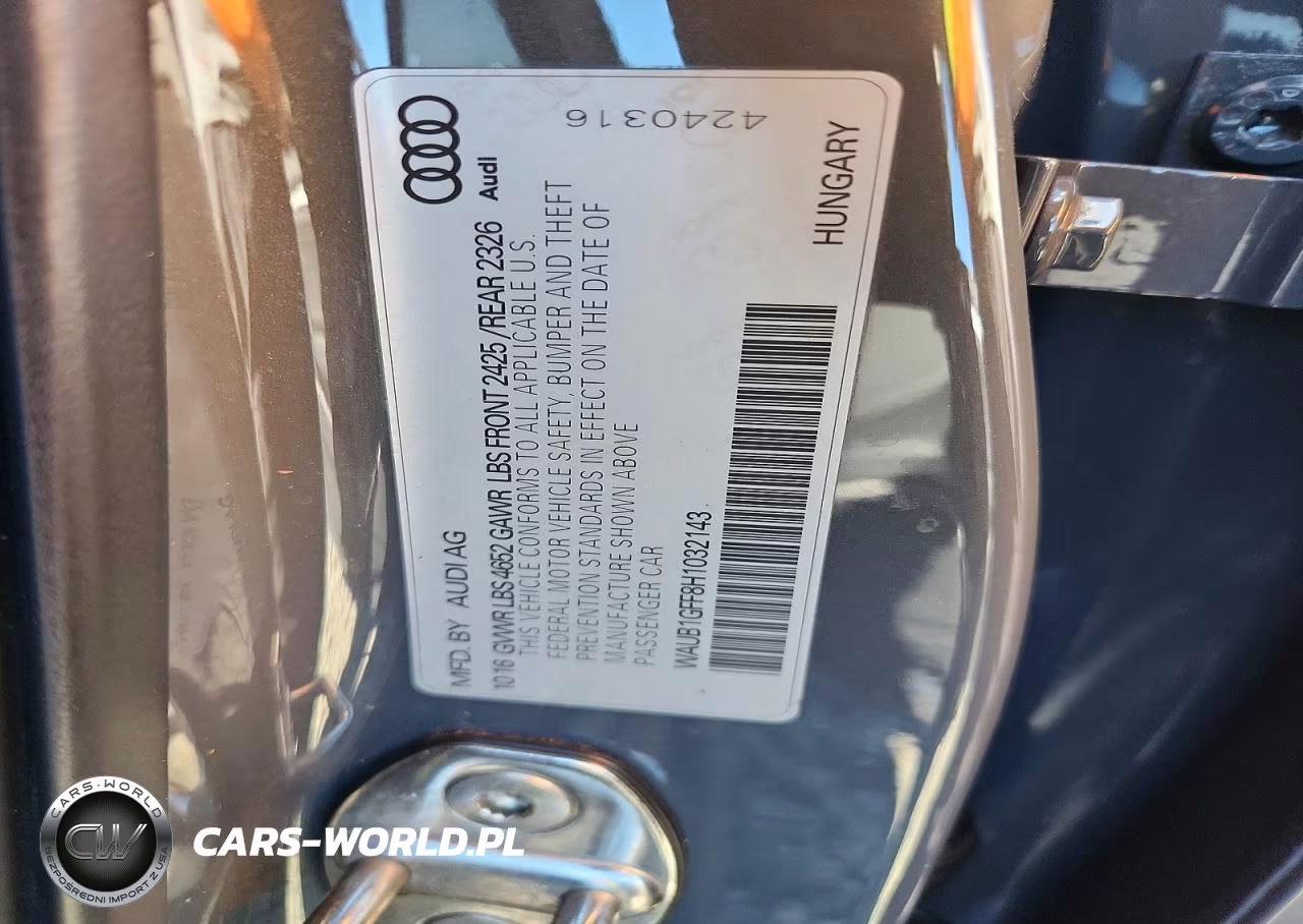 2017 Audi S3 Premium Plus VIN:WAUB1GFF8H1032143 - 12