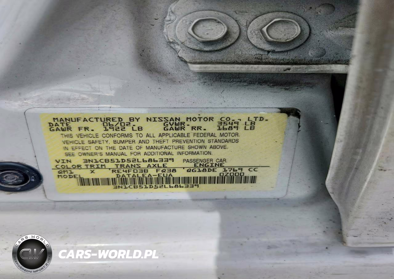 2002 Nissan Sentra Xe VIN:3N1CB51D52L686339 - 13
