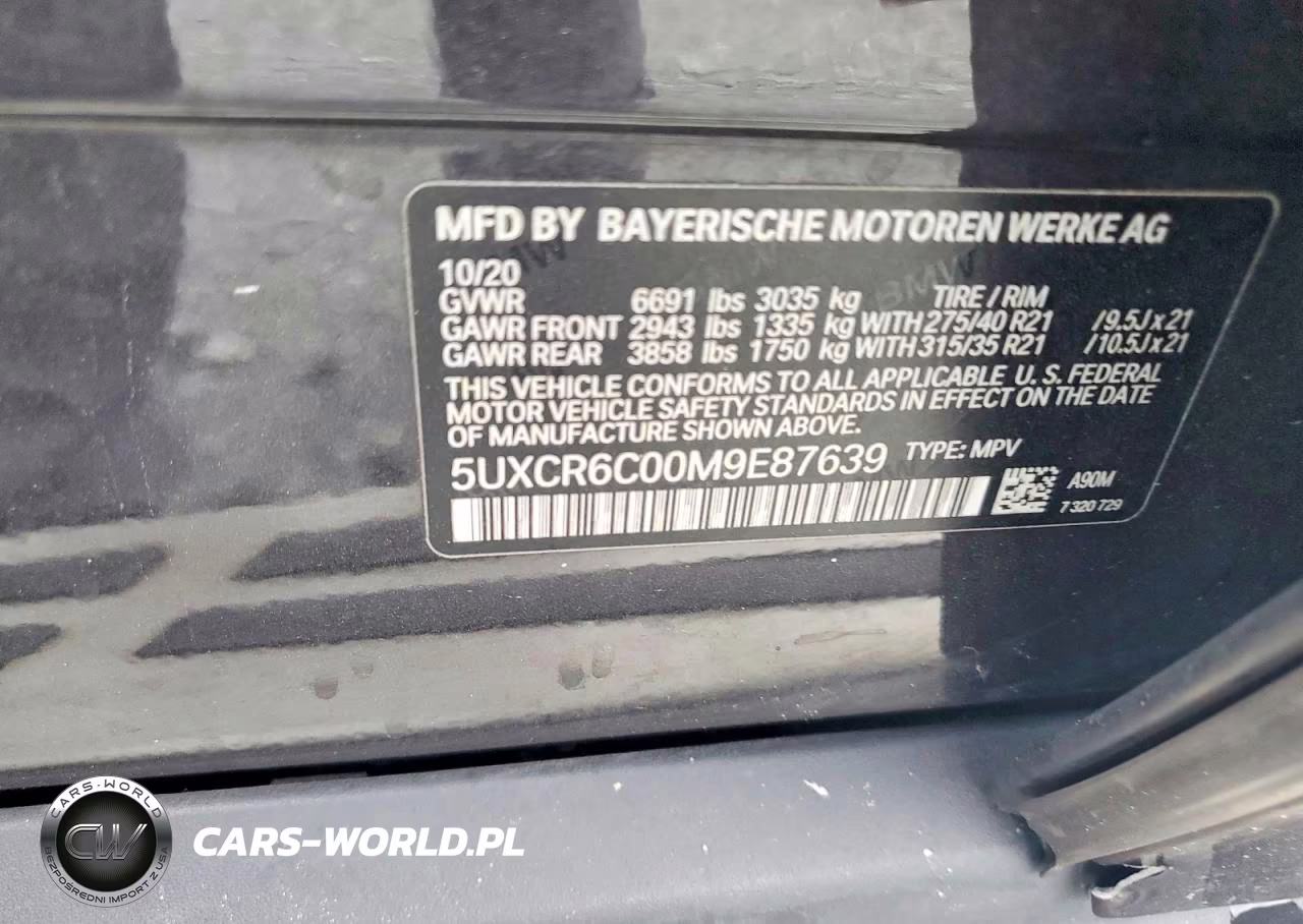 2021 BMW X5 xDrive40I VIN:5UXCR6C00M9E87639 - 13