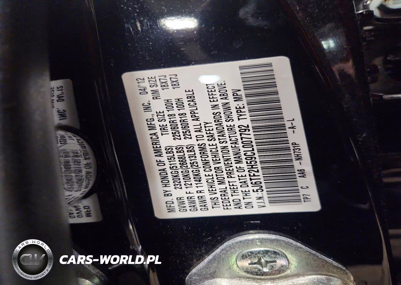 2012 Honda Crosstour Exl VIN:5J6TF2H59CL007792 - 12