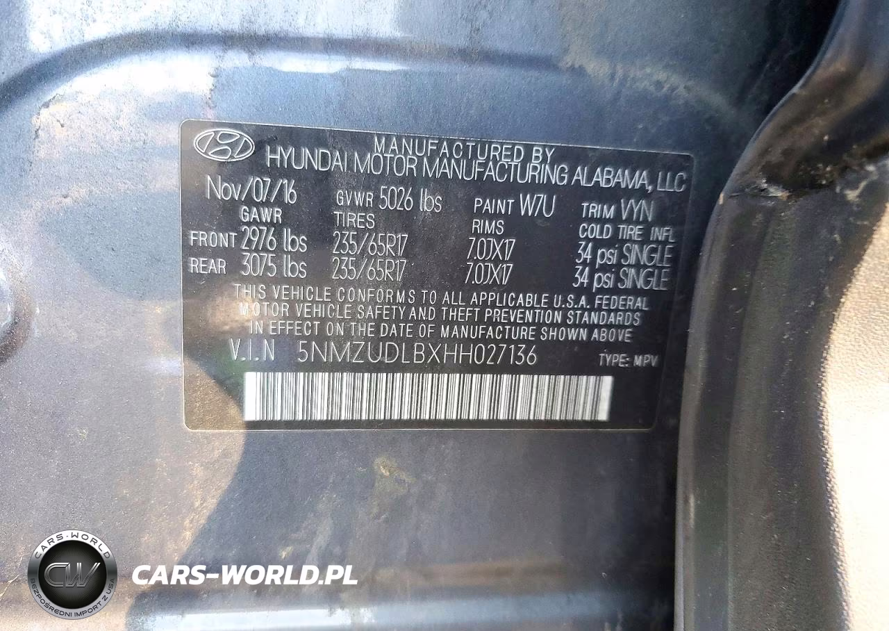 2017 Hyundai Santa Fe Sport 2.4L VIN:5NMZUDLBXHH027136 - 14