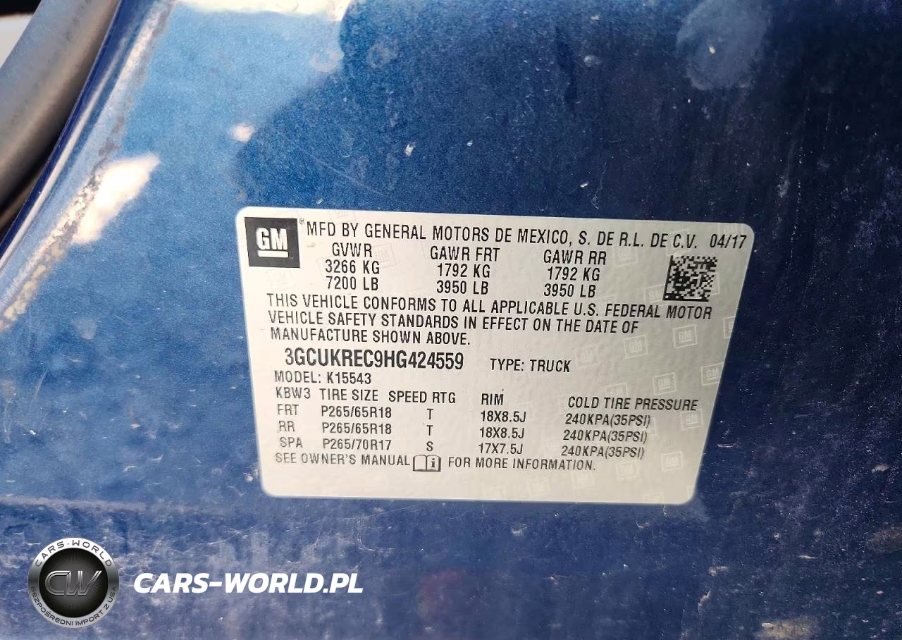 2017 Chevrolet Silverado K1500 Lt VIN:3GCUKREC9HG424559 - 12