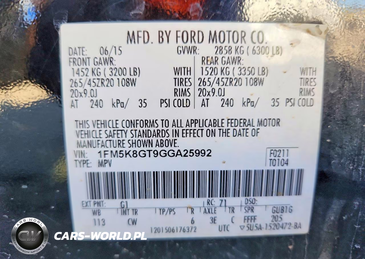 2016 Ford Explorer Sport VIN:1FM5K8GT9GGA25992 - 14