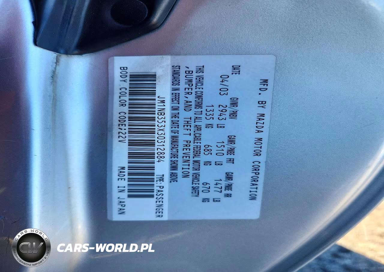 2003 Mazda Mx-5 Miata Base VIN:JM1NB353X30312884 - 12