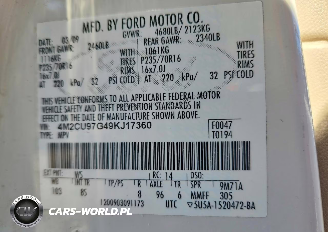 2009 Mercury Mariner Premier VIN:4M2CU97G49KJ17360 - 13