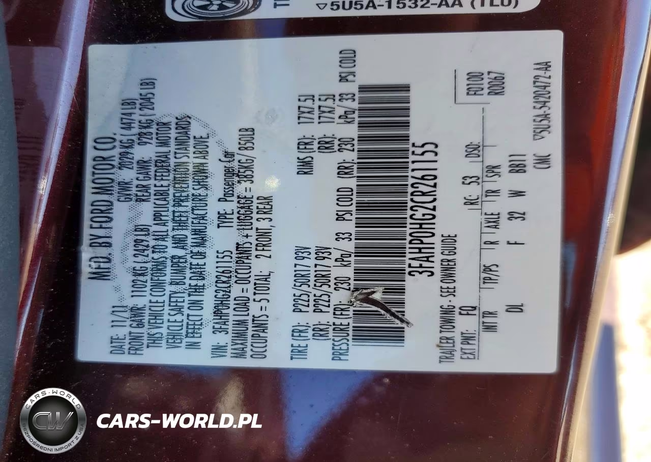 2012 Ford Fusion Se VIN:3FAHP0HG2CR261155 - 12