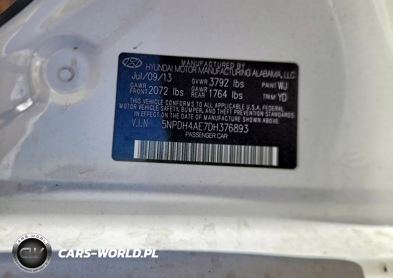 2013 Hyundai Elantra Gls VIN:5NPDH4AE7DH376893 - 13