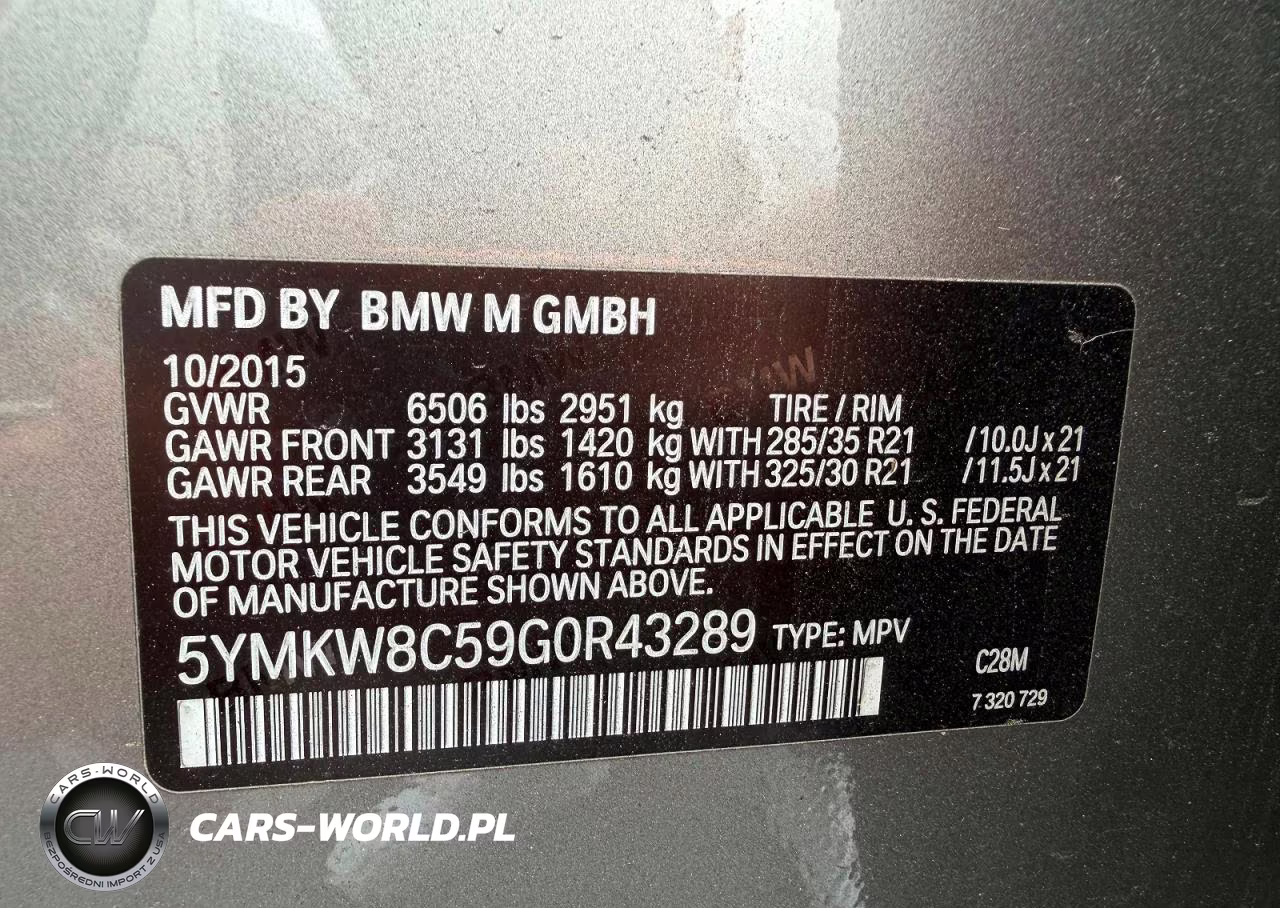 2016 BMW X6 M VIN:5YMKW8C59G0R43289 - 9