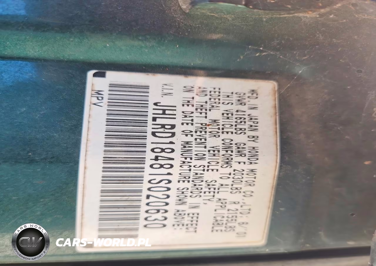 2001 Honda Cr-V Lx VIN:JHLRD18481S020630 - 13