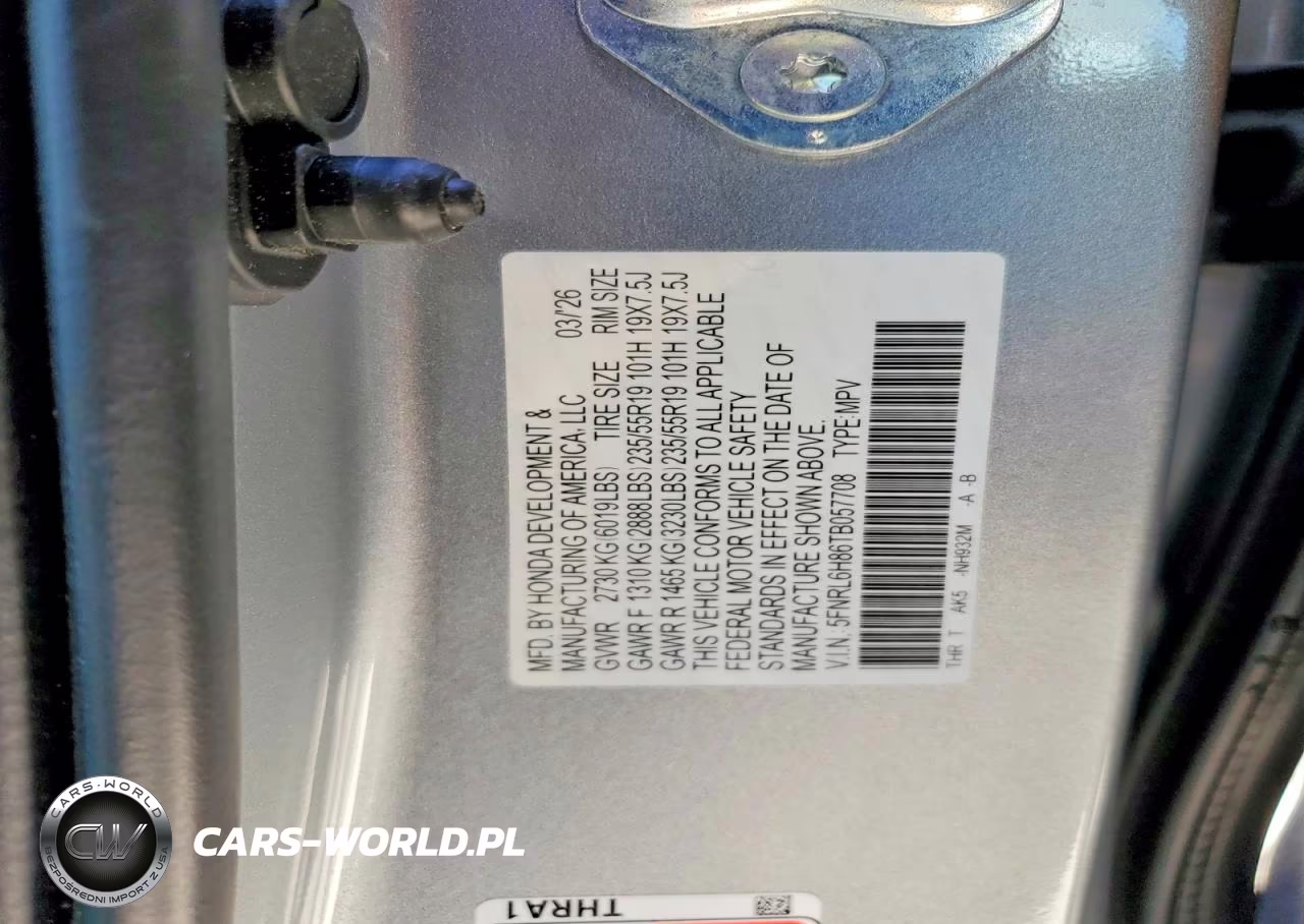 2026 Honda Odyssey Touring VIN:5FNRL6H86TB057708 - 14