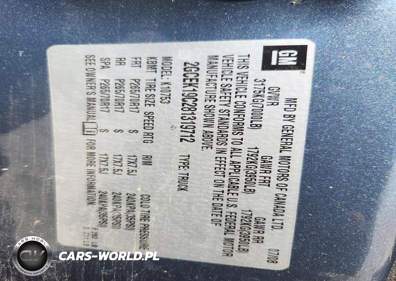 2008 Chevrolet Silverado K1500 VIN:2GCEK19C281319712 - 12
