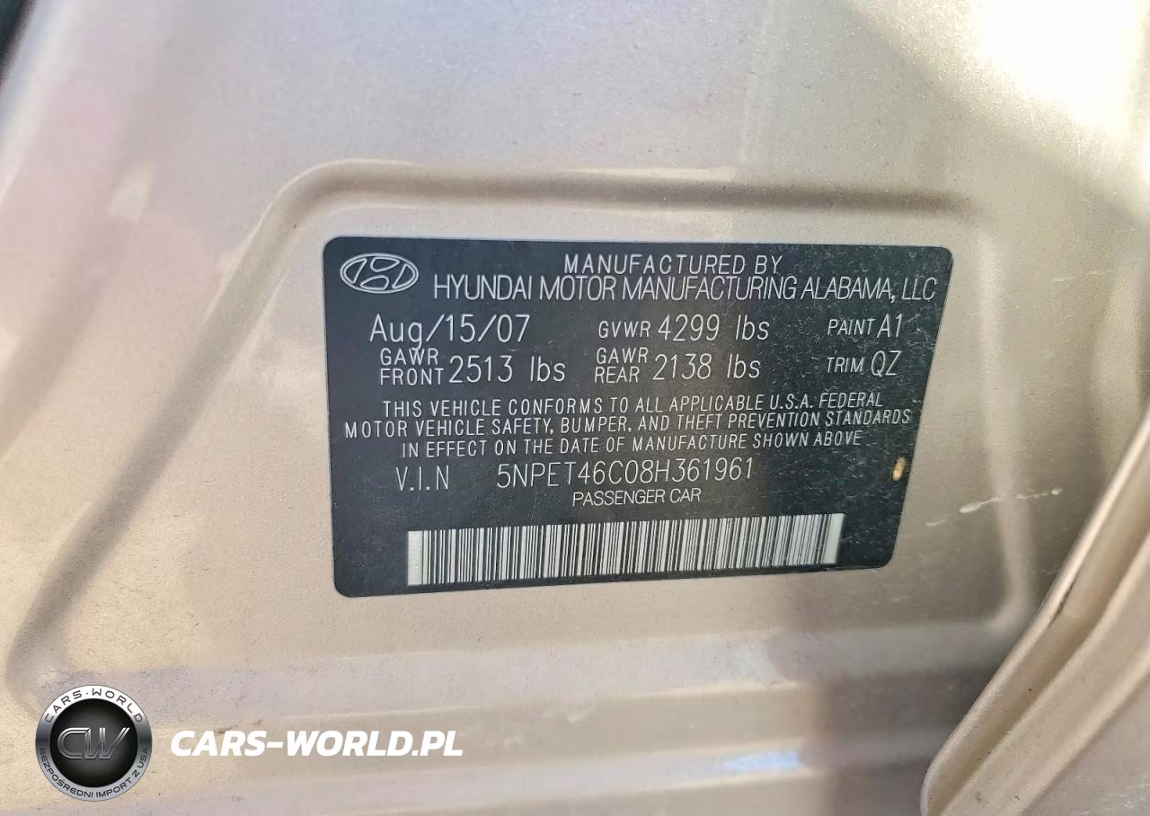 2008 Hyundai Sonata Gls VIN:5NPET46C08H361961 - 12
