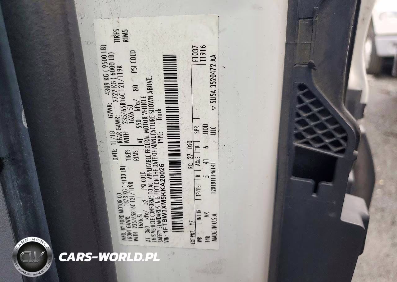 2019 Ford Transit 350 Delivery Van VIN:1FTBW3XM5KKA20026 - 13