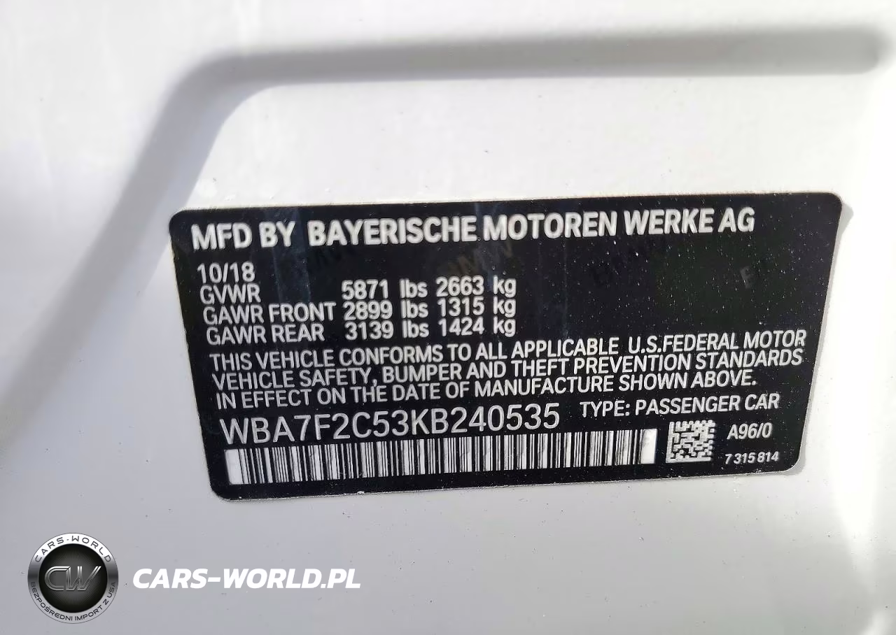 2019 BMW 750 Xi VIN:WBA7F2C53KB240535 - 12